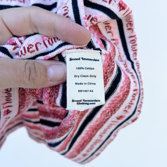 Stoned Immaculate Flower Power Knit Cotton Mini Dress Y2K Small Lace Up Pink - Picture 9 of 9